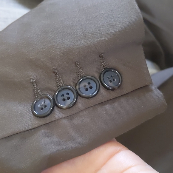 NWOT Heidi Merrick Khaki Blazer Elbow Patches Vegan Leather Trim Size 4 - Picture 10 of 15